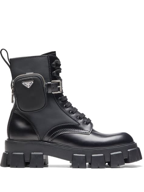 women's prada sport leather short boots|prada ankle pouch combat boots.